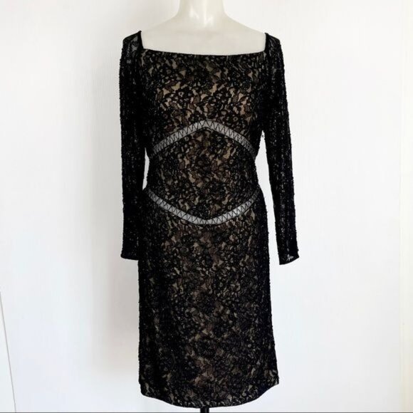 Basix Black Label embellished beaded Lace Dress Size 4 - Picture 1 of 6